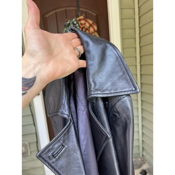 Express Buttery Soft Leather Double Breasted Trench Coat Women’s Small - Picture 9 of 11